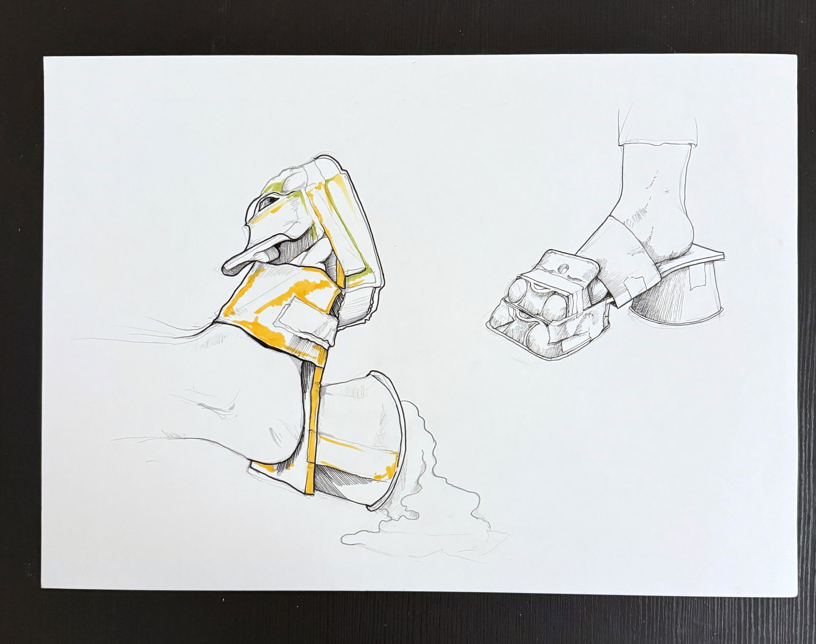 Yoghurt shoes By Anna Melegh Pen and pencil on paper 2022 Unsigned (1 of 3)