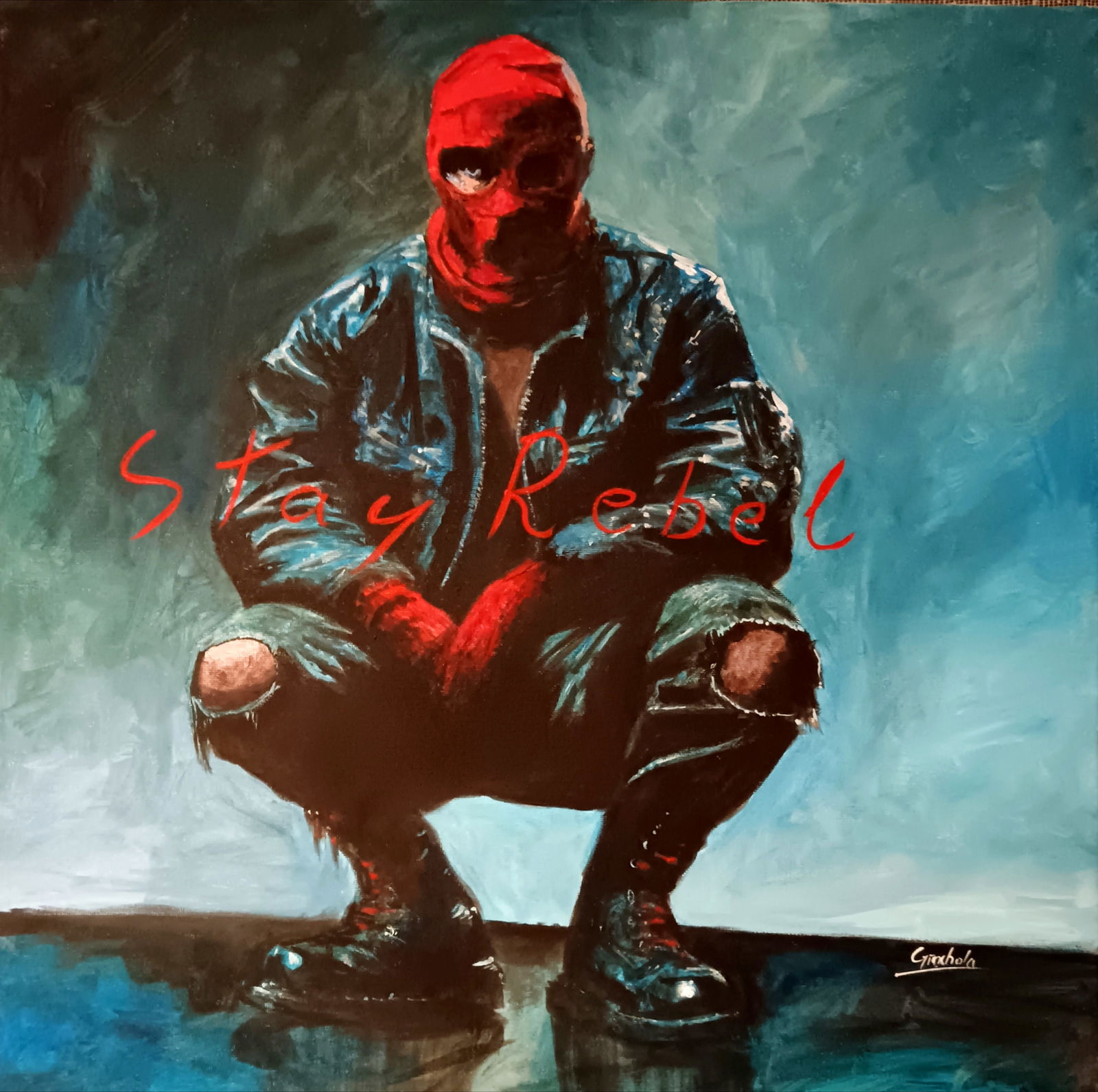 Stay Rebel By Marcin Grochola Acrylic on canvas 2025 Signed (1 of 5)