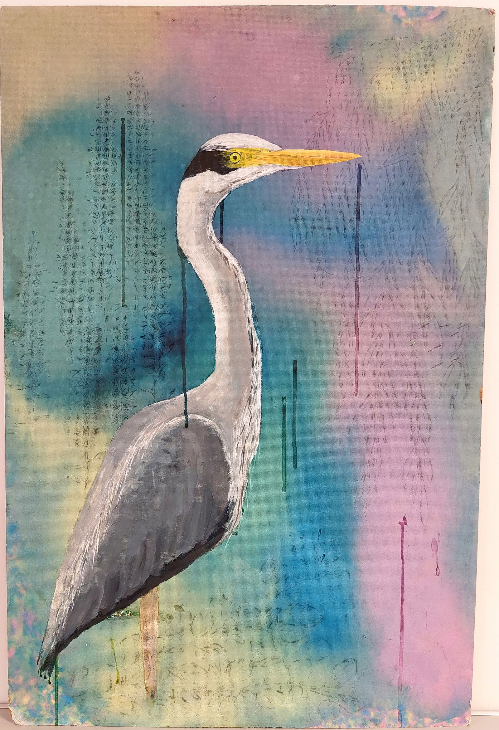 Heron at Hidden Dip By Robin Tynan mixed media 2025 Signed (1 of 5)