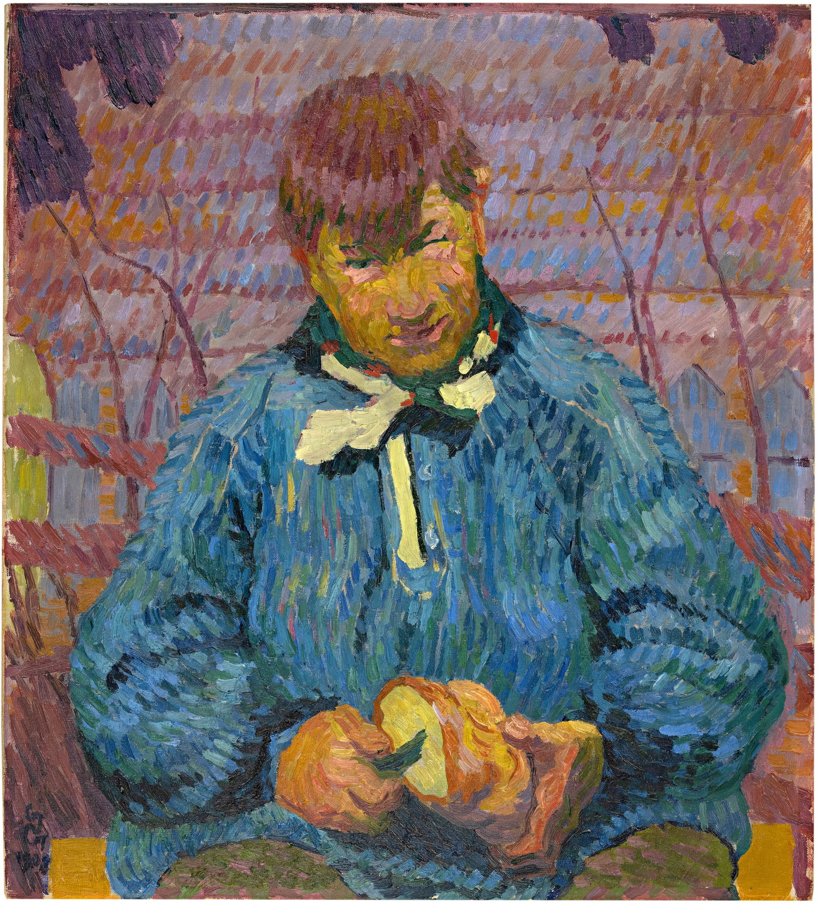 Giovanni Giacometti (Stampa 1868 - 1933 Glion) Il Pane (piccolo) - Das Brot (Kleine Fassung): Giovanni Giacometti (Stampa 1868 - 1933 Glion) Il Pane (piccolo) - Das Brot (Kleine Fassung) 1908 Oil on canvas. In original frame 56.5x50.3 cm Signature Monogrammed and dated "G / G / 1908" by the ar