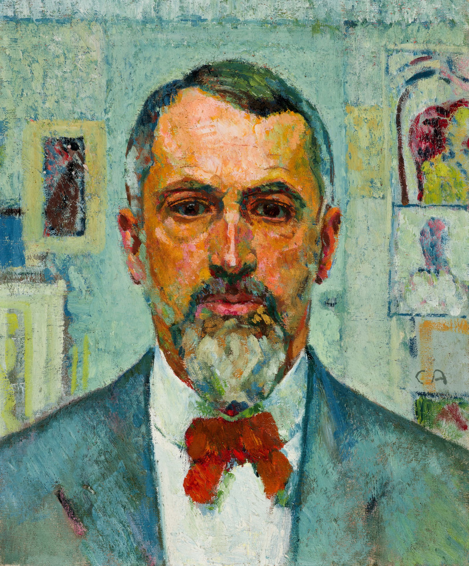 Cuno Amiet (Solothurn 1868 - 1961 Oschwand) Selbstbildnis: Cuno Amiet (Solothurn 1868 - 1961 Oschwand) Selbstbildnis 1917 Oil on canvas 46x38 cm Signature Lower right monogrammed by the artist "CA" Catalogue Raisonné Müller/Radlach, 1917.05