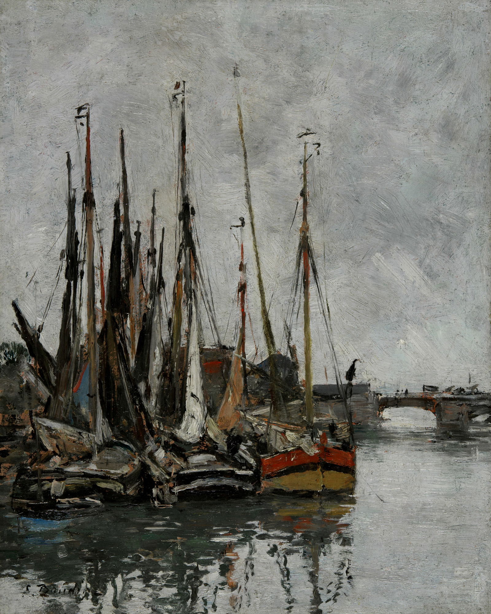 Eugène Boudin (Honfleur 1824 - 1898 Deauville) Port de Trouville: Eugène Boudin (Honfleur 1824 - 1898 Deauville) Port de Trouville Circa 1893 Oil on panel, cradled 27x21.7 cm Signature Lower left signed by the artist "E. Boudin" Catalogue Raisonné Confi
