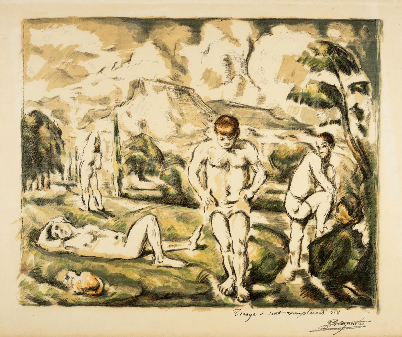 Paul Cezanne  (1839 Aix-en-Provence 1906) Les baigneurs, grande planche - Les grands baigneurs - (1 of 4)