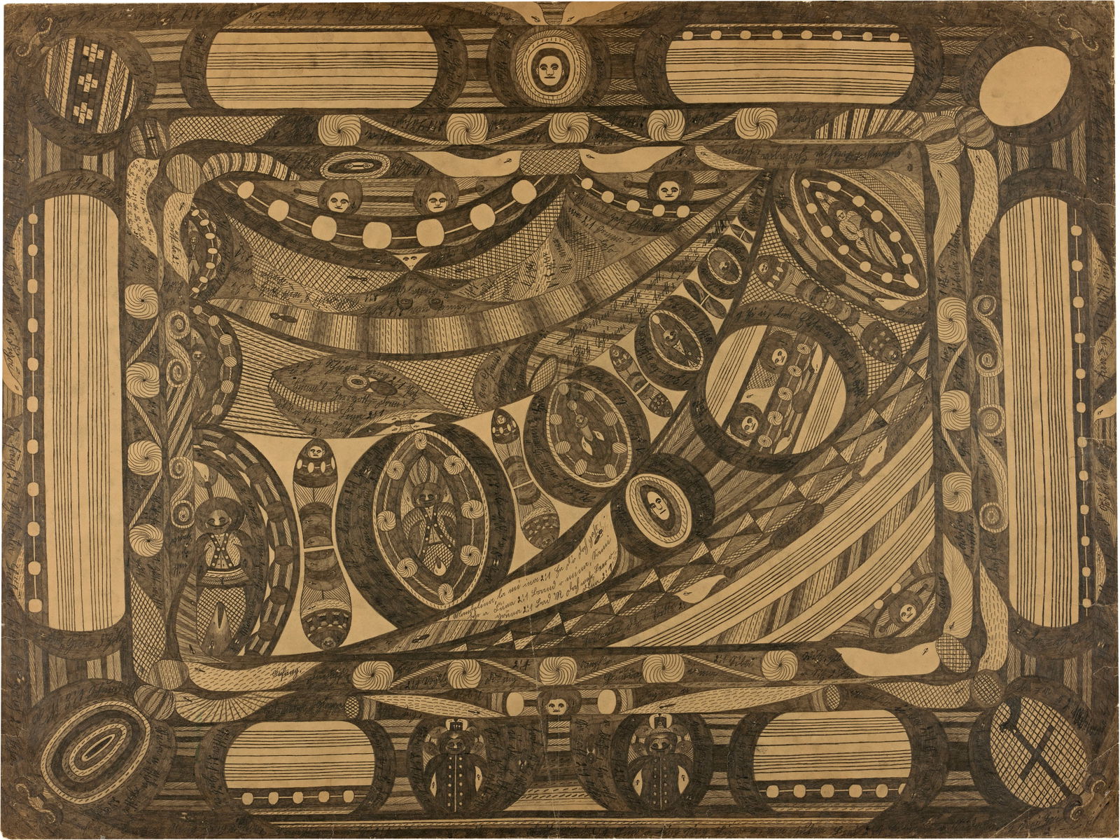 Adolf Wölfli (1864 Bern 1930) Männ'r Bund Hängendi Gäärtta vo Semiramiss: Adolf Wölfli (1864 Bern 1930) Männ'r Bund Hängendi Gäärtta vo Semiramiss (Doppelkomposition) 1905 Pencil on thin wove paper 74.8x99.6 cm Provenance The Eberhard W. Kornfeld Co