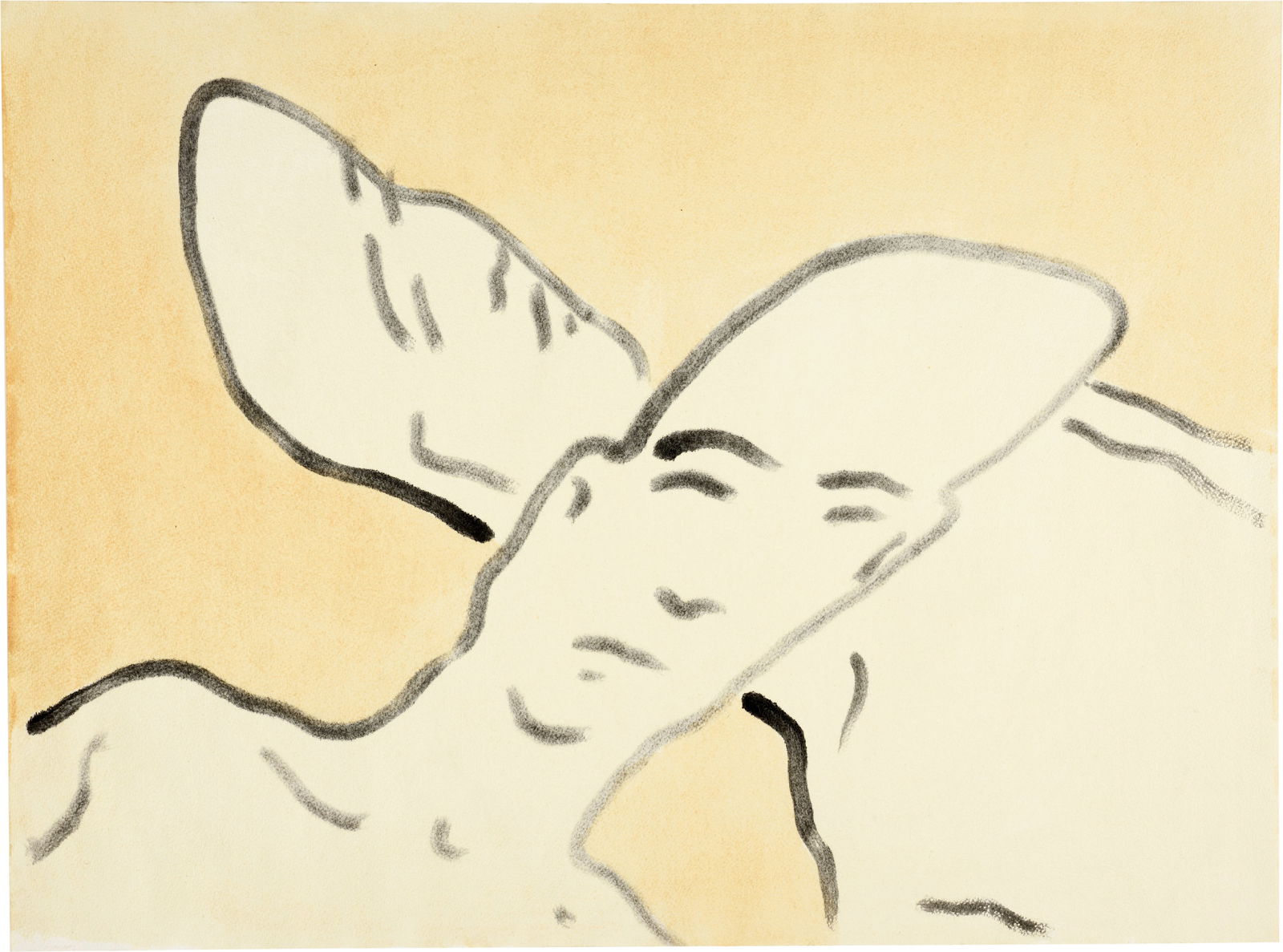 Markus Raetz (1941 Bern 2020) verzogen & platt: Markus Raetz (1941 Bern 2020) verzogen & platt 04.03.1982 Watercolour and paste paint on watercolour paper 45.8x61.5 cm Signature Verso titled by the artist in pencil "verzogen & platt", with the date