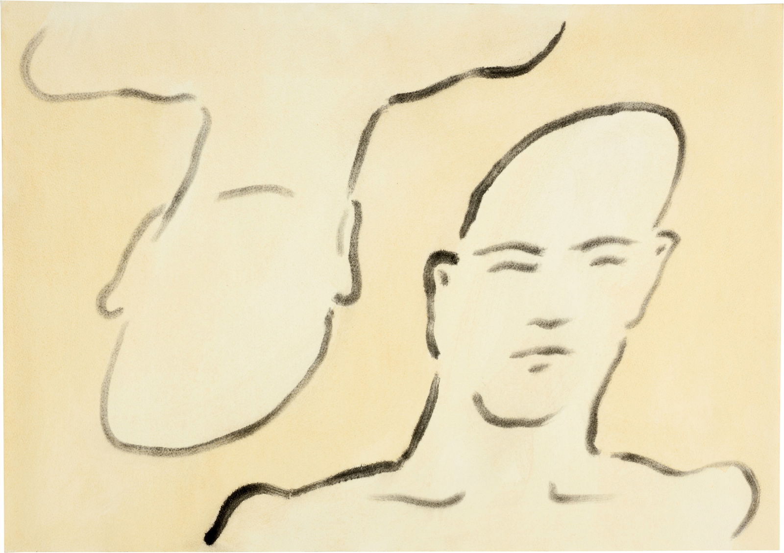 Markus Raetz (1941 Bern 2020) platt & verzogen: Markus Raetz (1941 Bern 2020) platt & verzogen 06.03.1982 Watercolour and paste paint on watercolour paper 43.5x61.5 cm Signature Verso titled by the artist in pencil "platt & verzogen", with the date