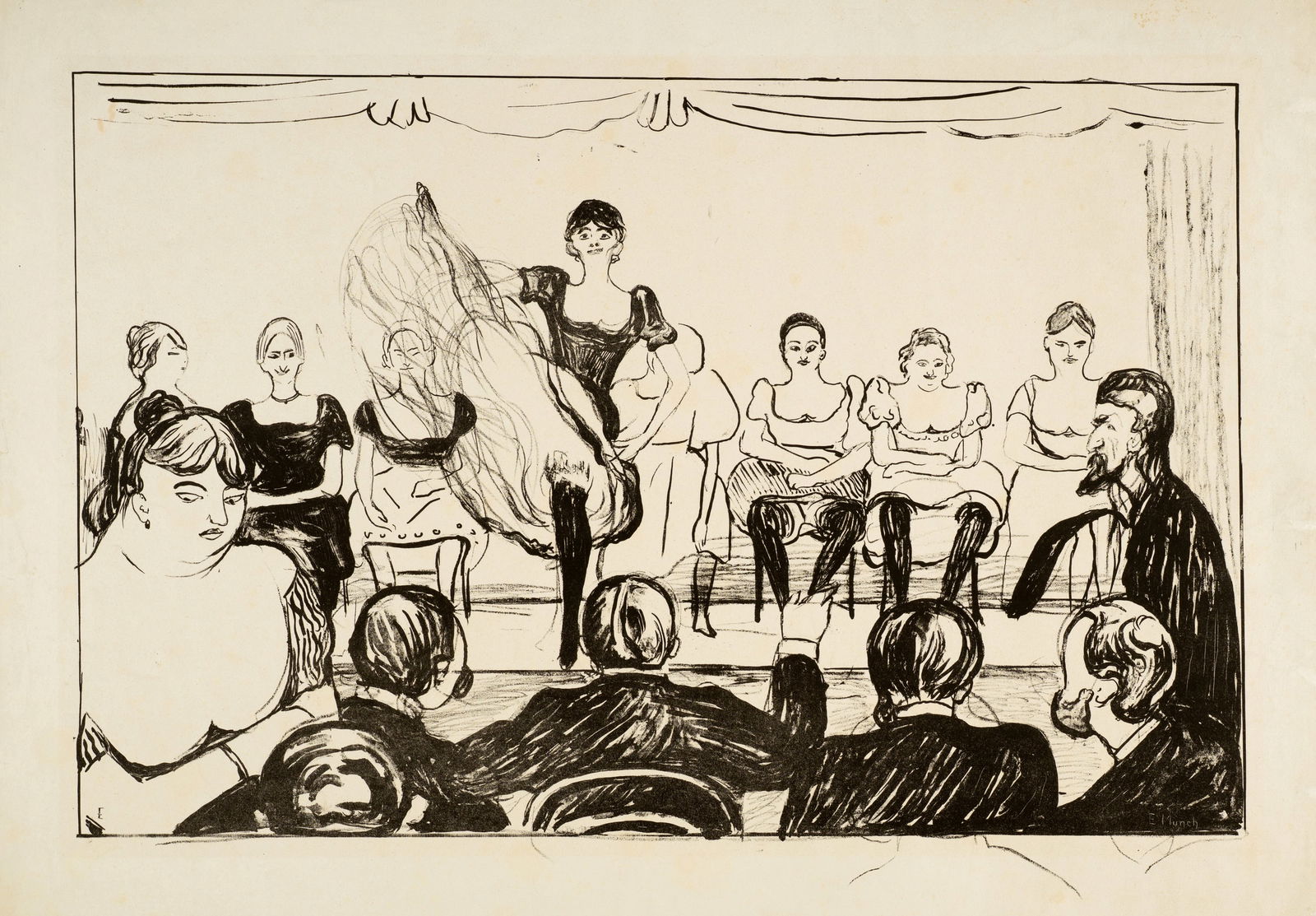 Edvard Munch (Løten 1863 - 1944 Oslo) Tingeltangel - Tingletangle: Edvard Munch (Løten 1863 - 1944 Oslo) Tingeltangel - Tingletangle 1895 Chalk lithograph on heavy greyish wove paper 44x62.6 cm, image; 56.5x71.6 cm, sheet size Signature Signed in the stone with