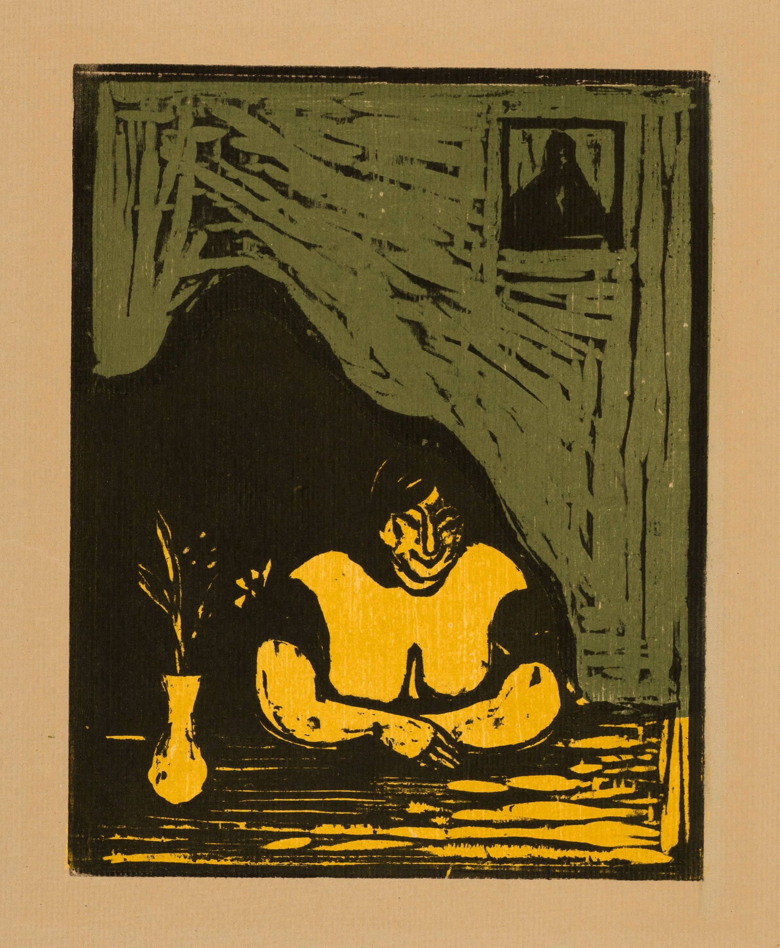 Edvard Munch (Løten 1863 - 1944 Oslo) Die dicke Dirne - The Fat Whore: Edvard Munch (Løten 1863 - 1944 Oslo) Die dicke Dirne - The Fat Whore 13.03.1905 Colour woodcut on brownish, ribbed paper 25x19.9 cm, printing block; 48.7x34.4 cm, sheet size Catalogue Raisonn