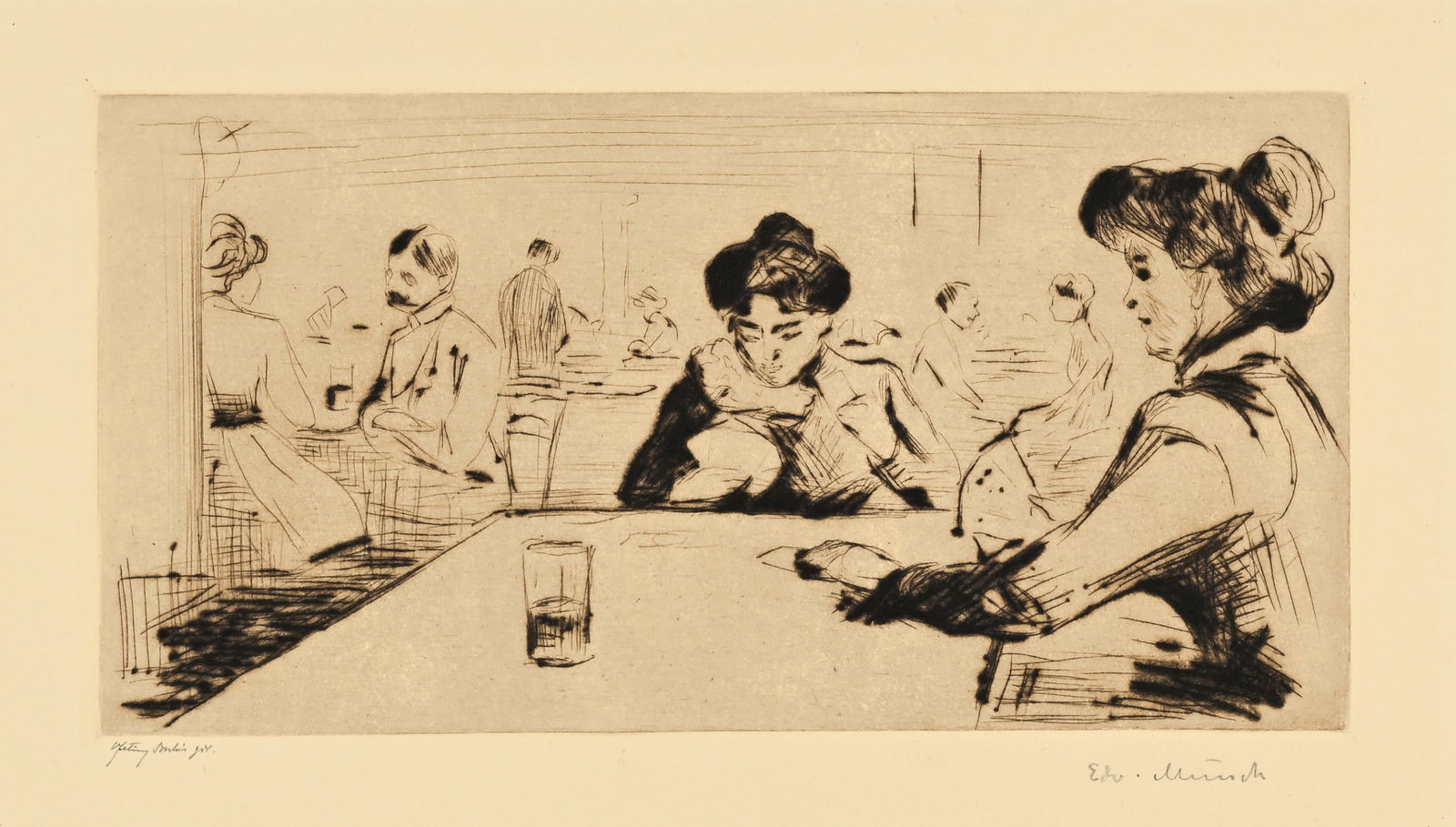 Edvard Munch (Løten 1863 - 1944 Oslo) Hopfenblüte: Edvard Munch (Løten 1863 - 1944 Oslo) Hopfenblüte 1902 Drypoint on sturdy beige wove paper 12.4x24.3 cm, platemark; 34.8x50.5 cm, sheet size Signature Lower right signed by the artist in pen