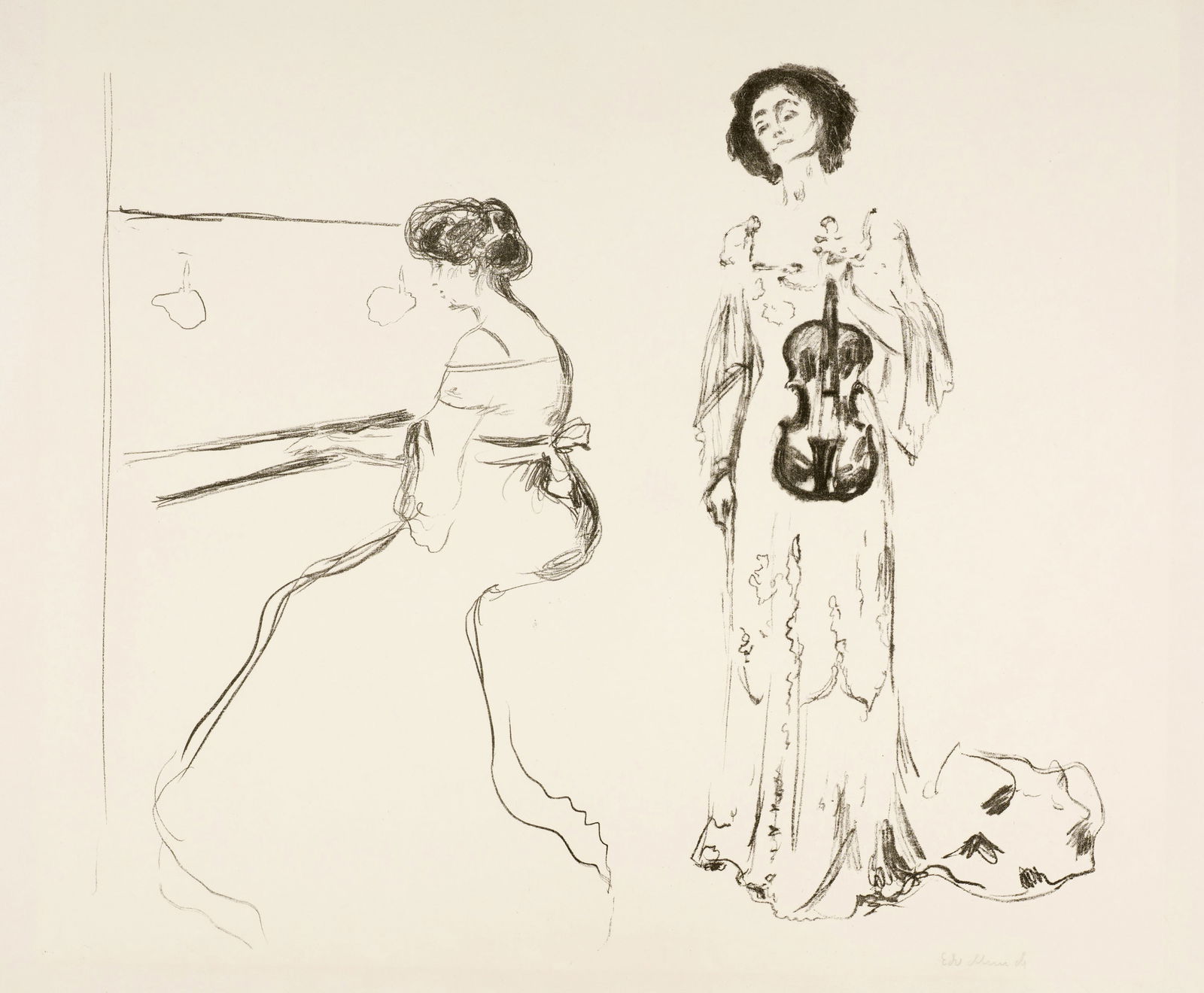Edvard Munch (Løten 1863 - 1944 Oslo) Geigenkonzert - Violin Concert: Edvard Munch (Løten 1863 - 1944 Oslo) Geigenkonzert - Violin Concert 1903 Lithograph on wove paper 47x54 cm, image; 58.4x74.7 cm, sheet size Signature Lower right signed by the artist in pencil '