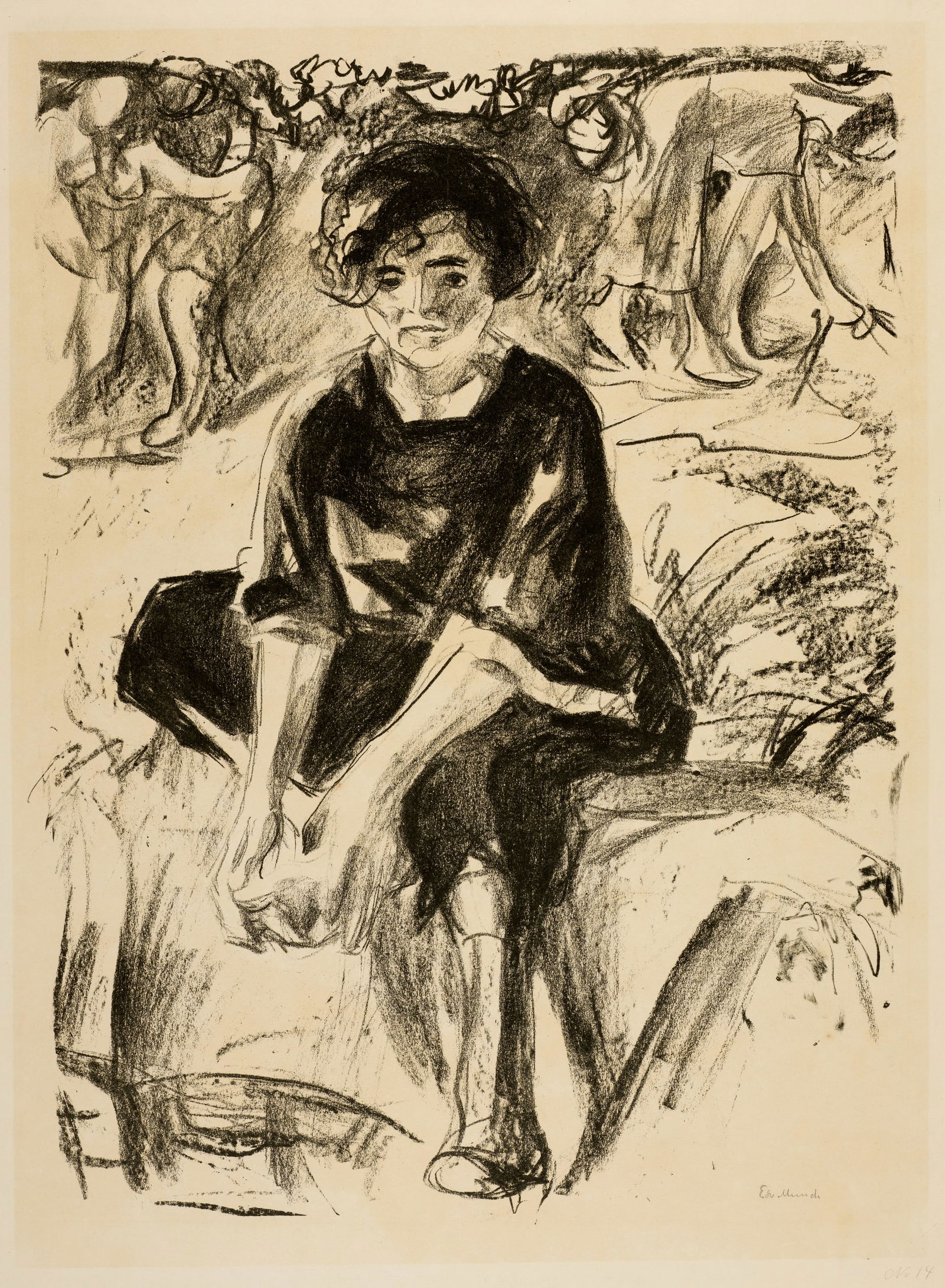 Edvard Munch (Løten 1863 - 1944 Oslo) Das Fussbad - Footbath: Edvard Munch (Løten 1863 - 1944 Oslo) Das Fussbad - Footbath 1920 Lithograph on beige wove paper 60x44.5 cm, image; 68.7x49.7 cm, sheet size Signature Lower right signed by the artist in pencil '