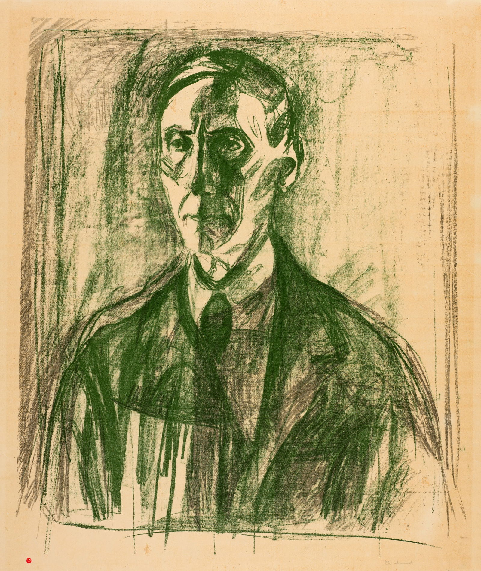 Edvard Munch (Løten 1863 - 1944 Oslo) Professor Kristian Schreiner: Edvard Munch (Løten 1863 - 1944 Oslo) Professor Kristian Schreiner 1928 Colour lithograph on thin, cream-coloured wove paper 61.5x51 cm, image size; 69.2x57.8 cm, sheet size Signature Lower right