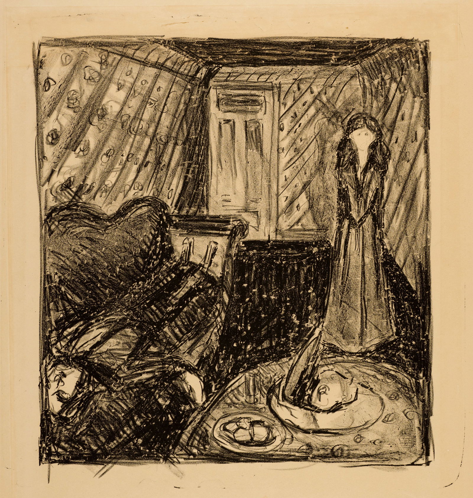Edvard Munch (Løten 1863 - 1944 Oslo) Der Mord - Murder: Edvard Munch (Løten 1863 - 1944 Oslo) Der Mord - Murder 1930 Lithograph on beige wove paper 44x39.6 cm, image size; 65.1x48.1 cm, sheet size Signature Lower right signed by the artist in pencil '