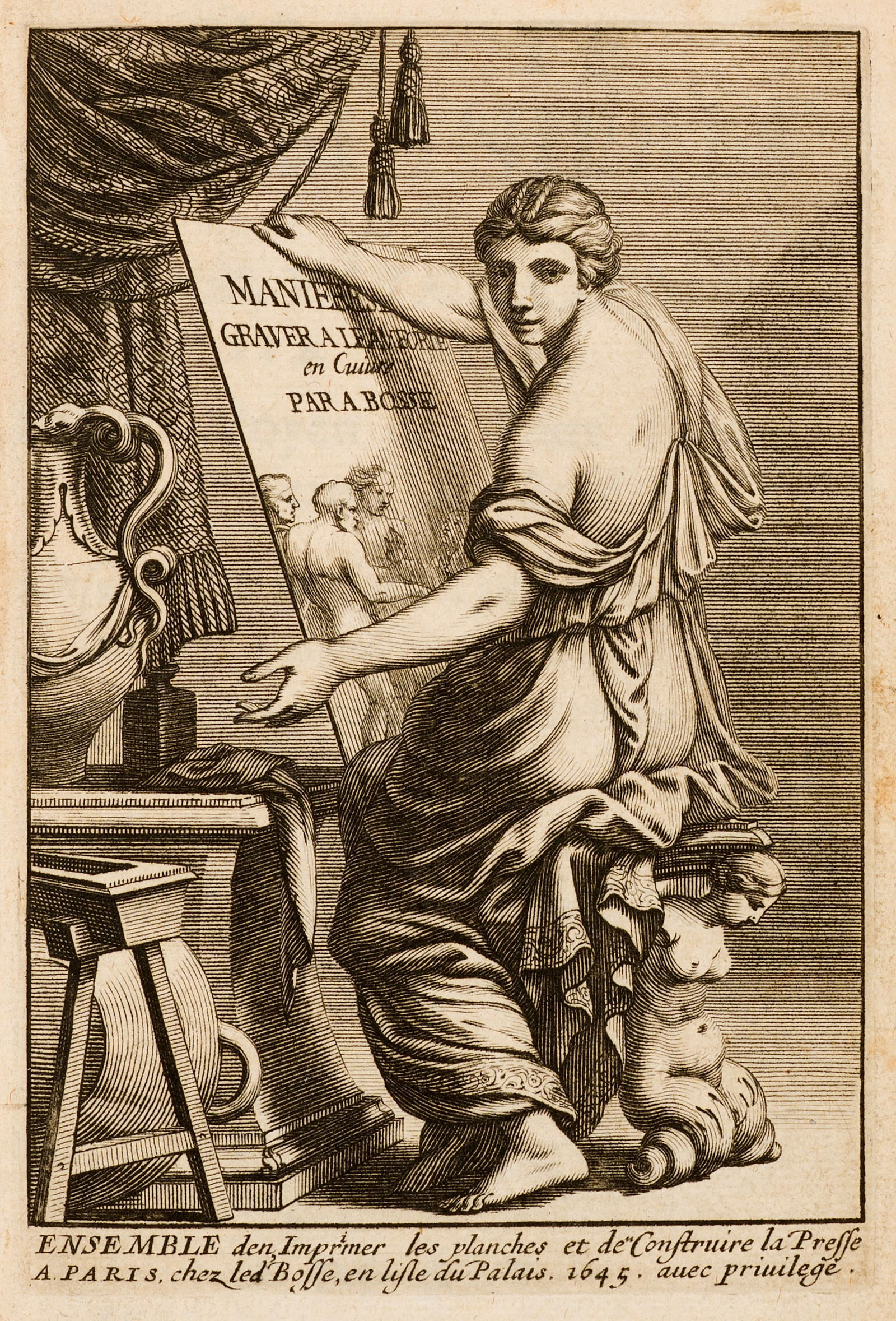 Abraham Bosse (Tours 1602 - 1676 Paris) Traicté des manières de graver en taille douce: Abraham Bosse (Tours 1602 - 1676 Paris) Traicté des manières de graver en taille douce sur l'airin. Par le moyen des eaux fortes, & des vernix durs & mols Paris, chez Bosse, 1645 1645 Calf l