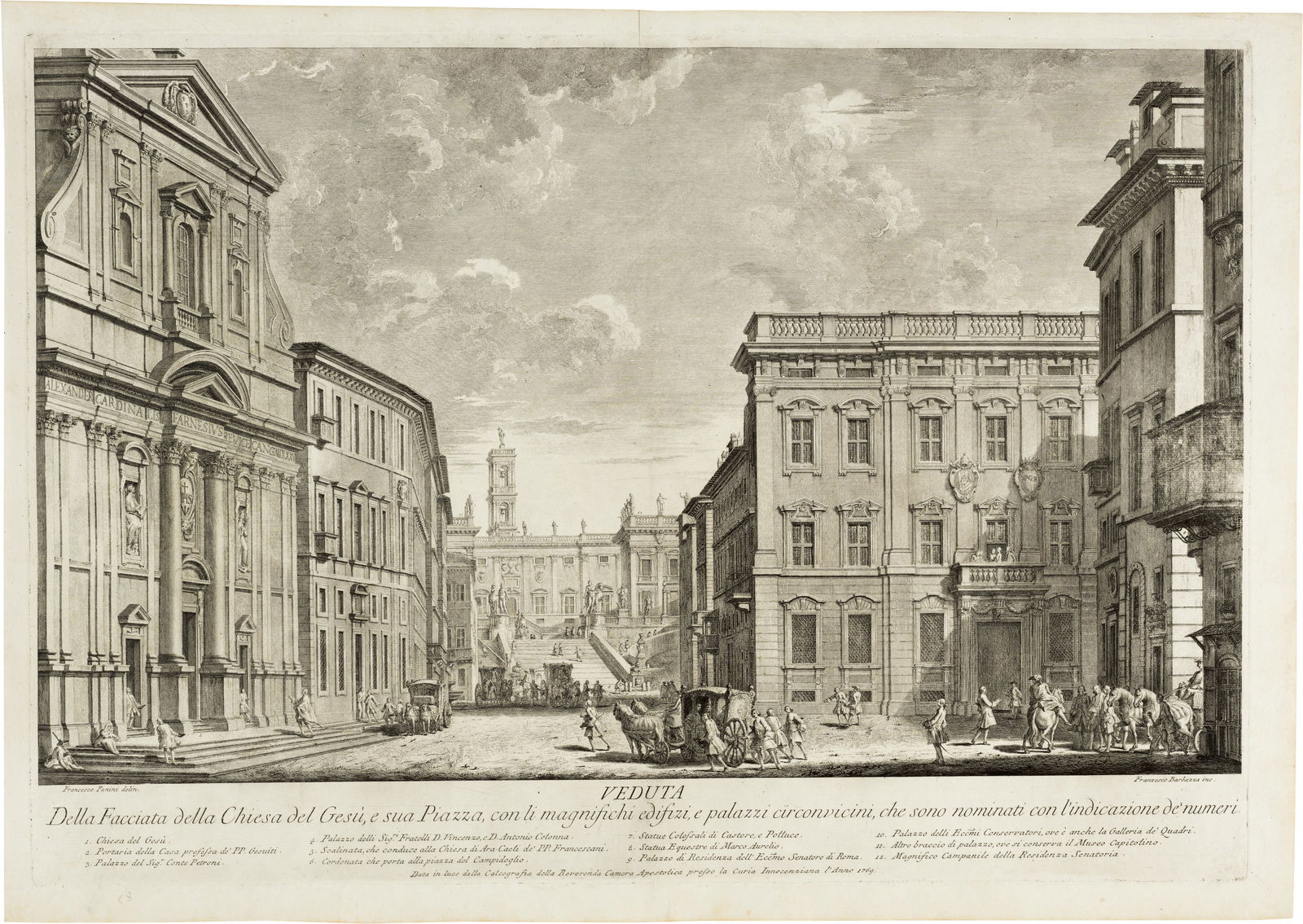 Nach Francesco Panini (1738 – 1800) Folge von Römischen Veduten nach Entwürfen von: Nach Francesco Panini (1738 – 1800) Folge von Römischen Veduten nach Entwürfen von Francesco Panini Folge von 15 Blatt 1765-1781 Etchings on strong laid paper with watermark "Ornamenta