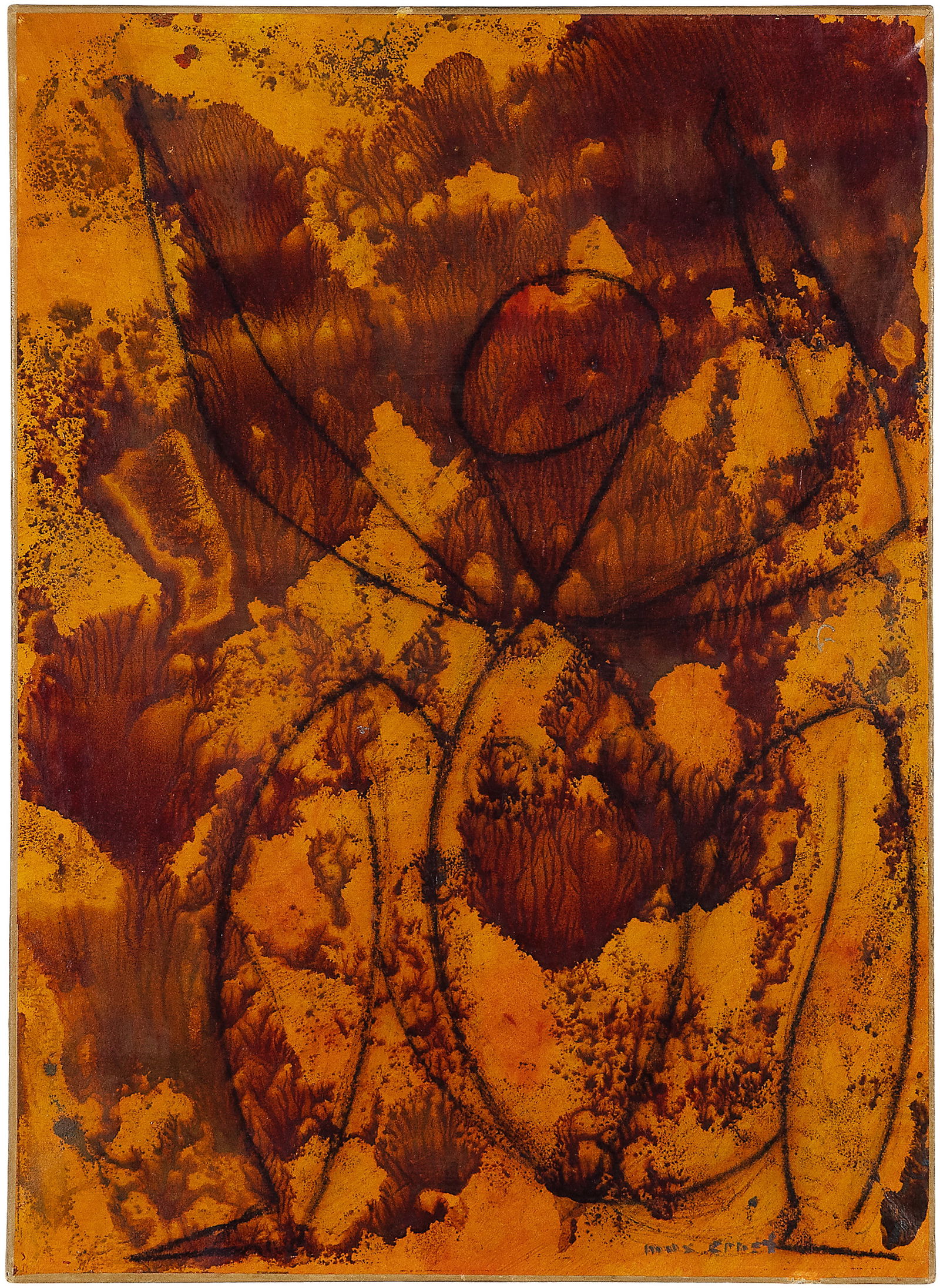 Max Ernst (Brühl 1891 - 1976 Paris) Une rose du désert: Max Ernst (Brühl 1891 - 1976 Paris) Une rose du désert Circa 1954 Gouache and watercolour on paper, laid down on canvas 39x28 cm Signature Lower right signed by the artist in ink 'max ernst'