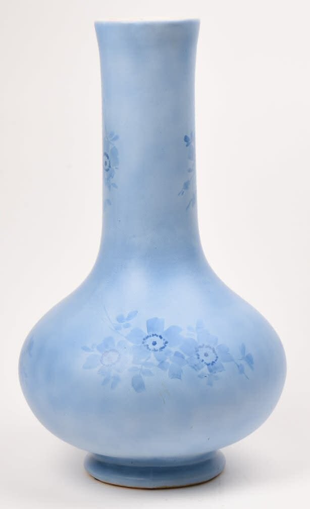 Roseville Pottery Decorated Pauleo Vase: 17 inches high, 10 inches diameter, unmarked