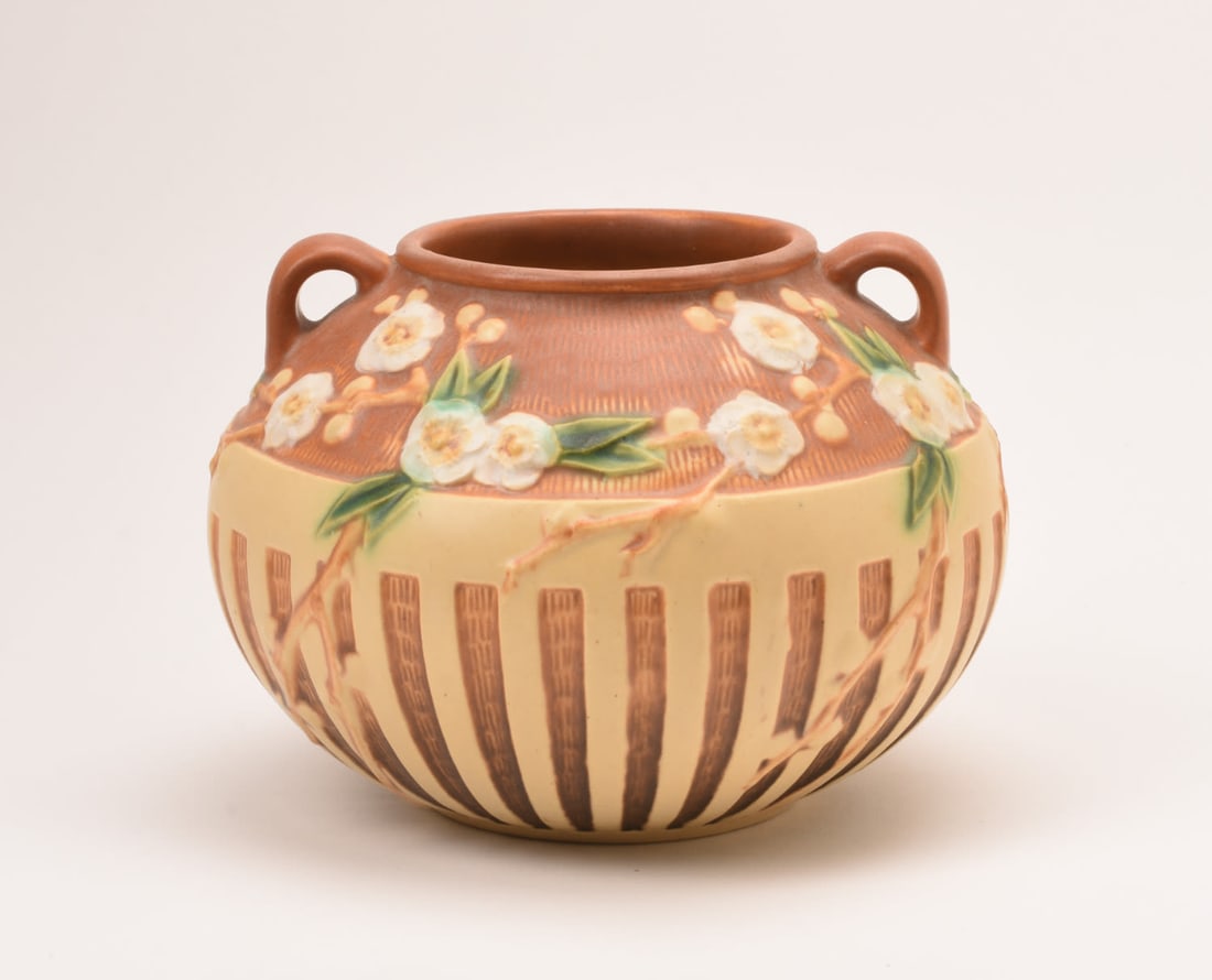 Roseville Pottery Tan Cherry Blossom Vase (1 of 3)