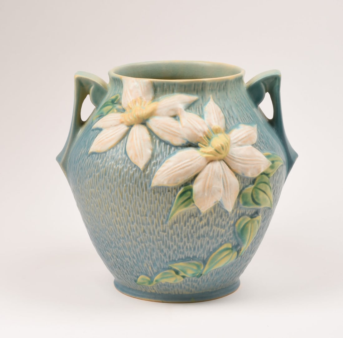 Roseville Pottery Blue Clematis Cookie Jar (1 of 4)