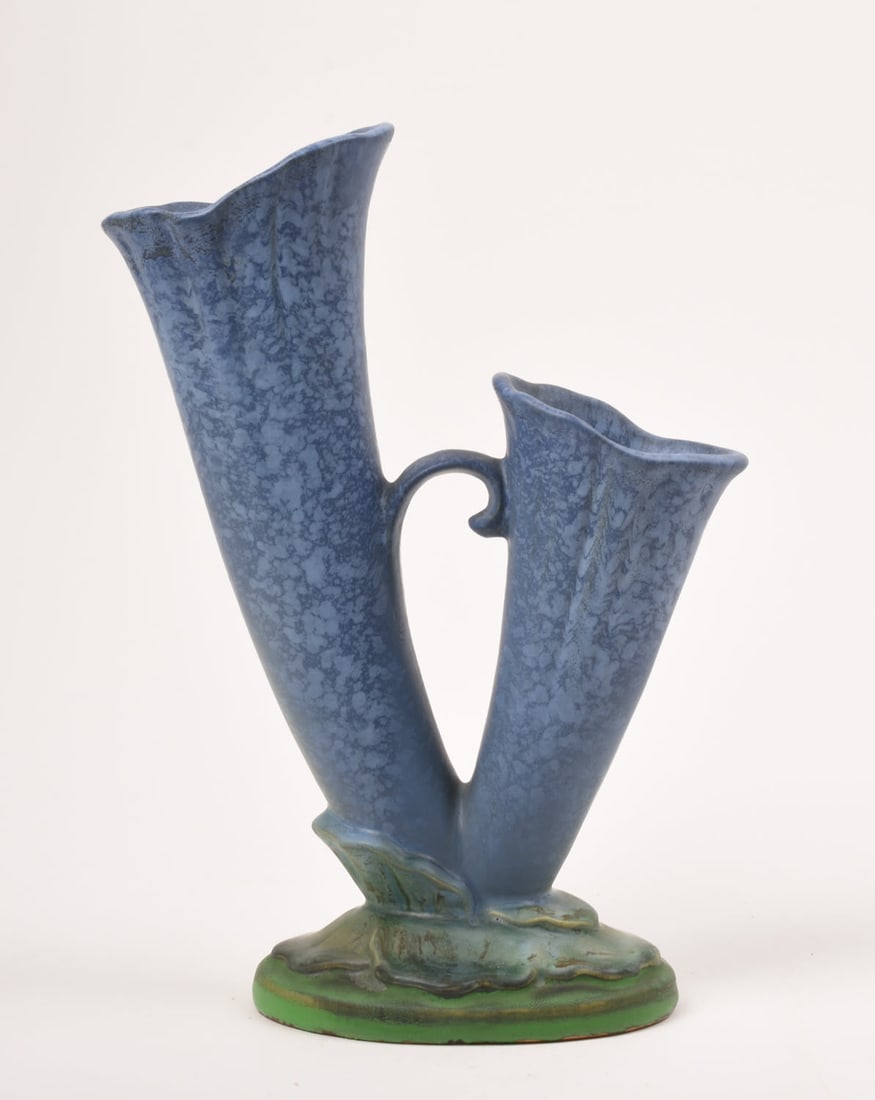 Weller Pottery Blue Sydonia Double Vase (1 of 3)
