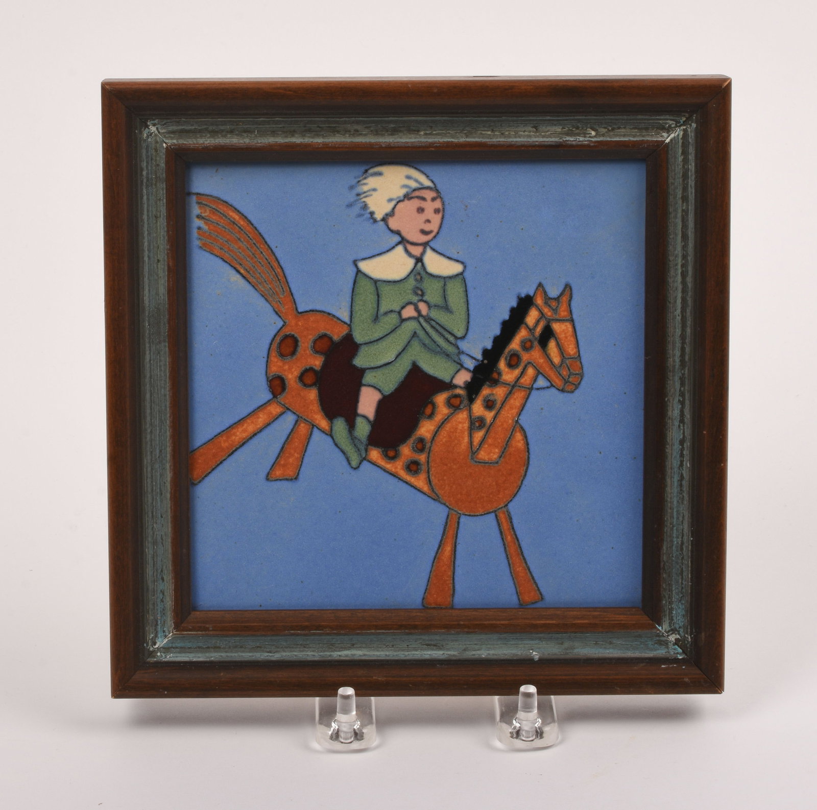 Pottery Tile of a Boy riding a Horse (1 of 4)