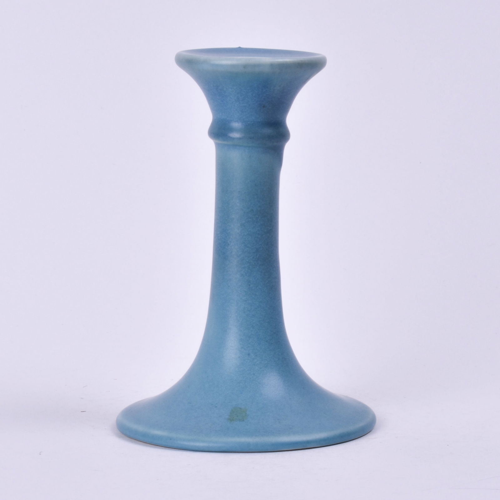 Rookwood Blue Candlestick: 6 1/8 inches high, 4 3/8 inches diameter, 1920, impressed Rookwood flame mark, XIX,