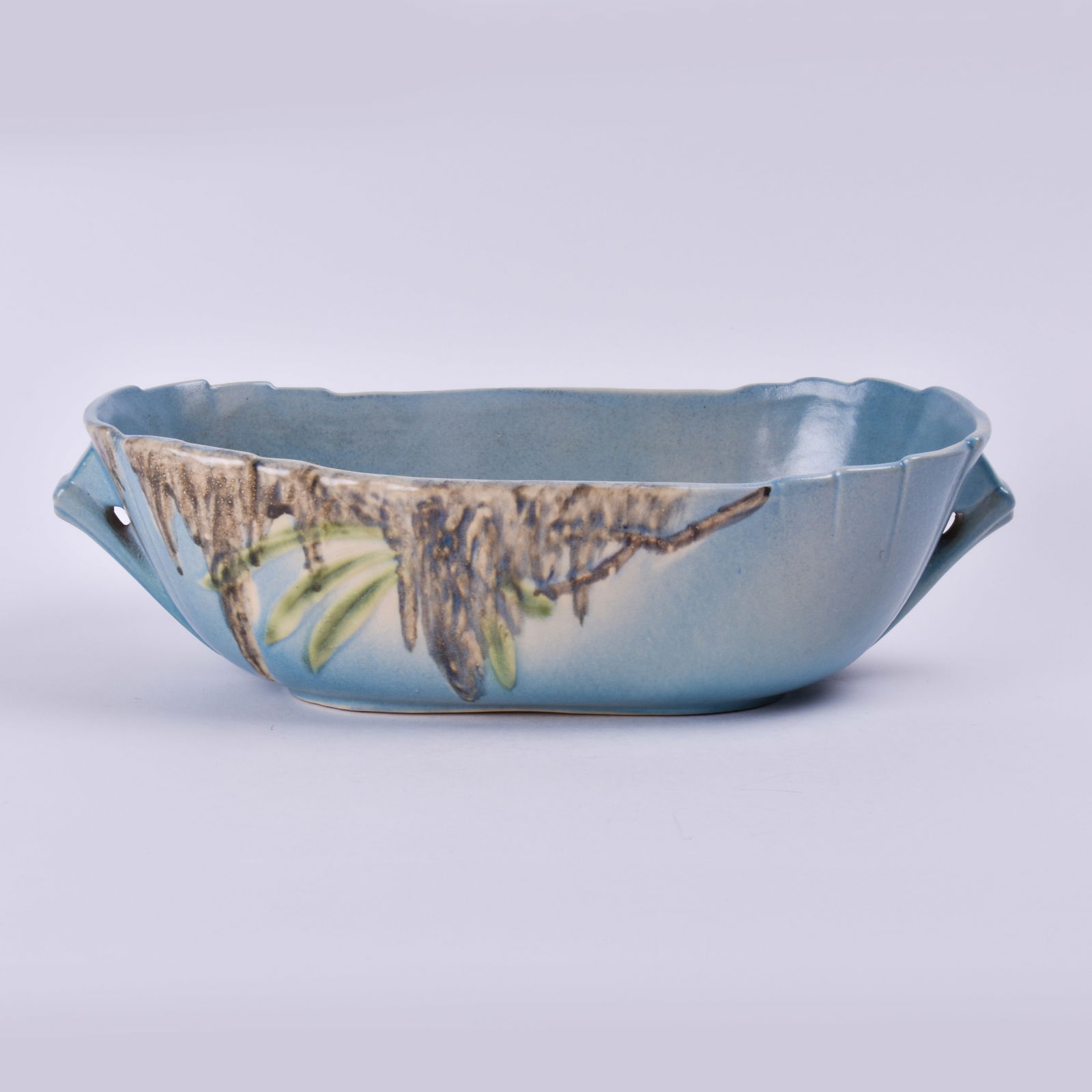 Roseville Pottery Blue Moss Console Bowl (1 of 7)