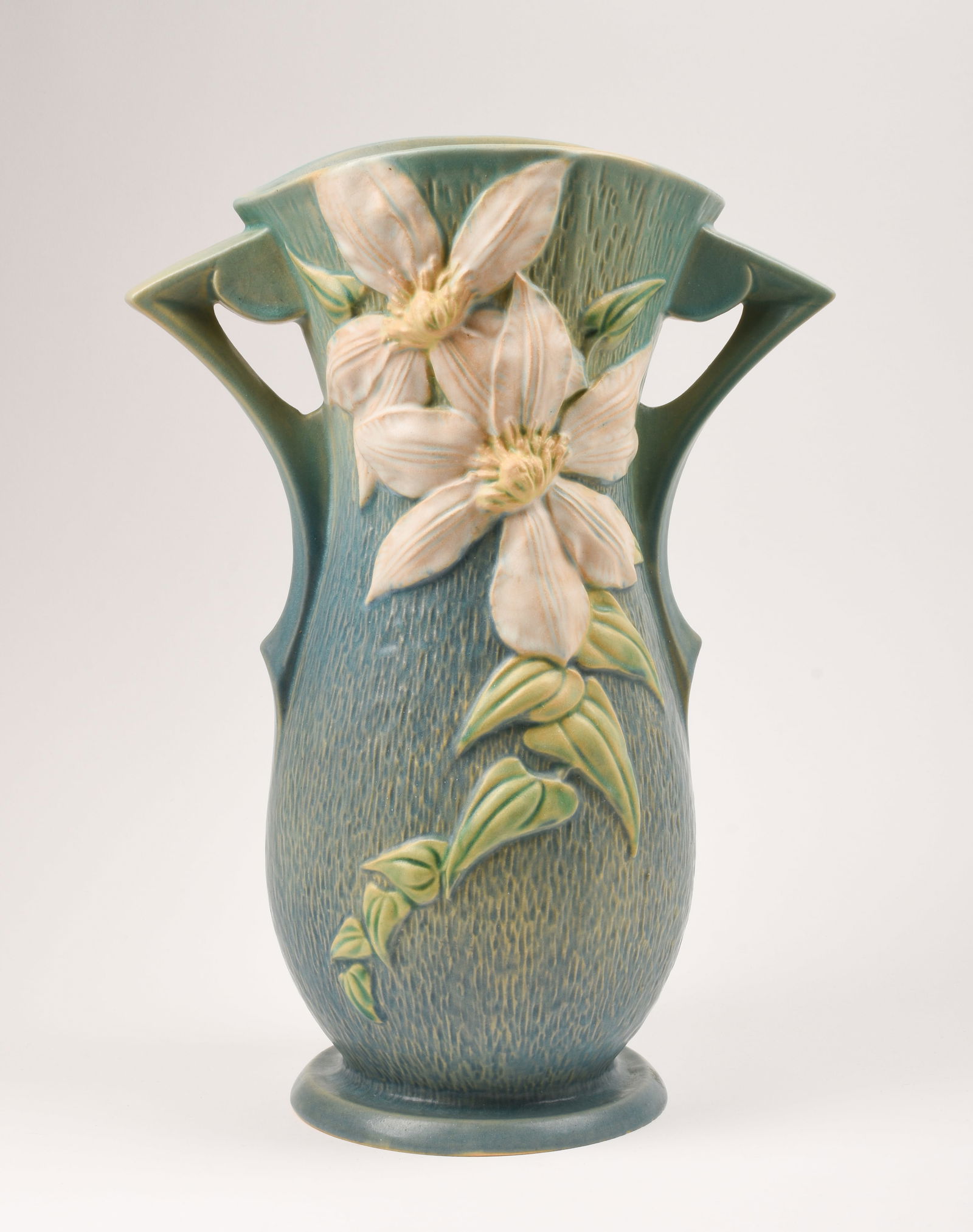 Roseville Pottery Blue Clematis Floor Vase (1 of 3)