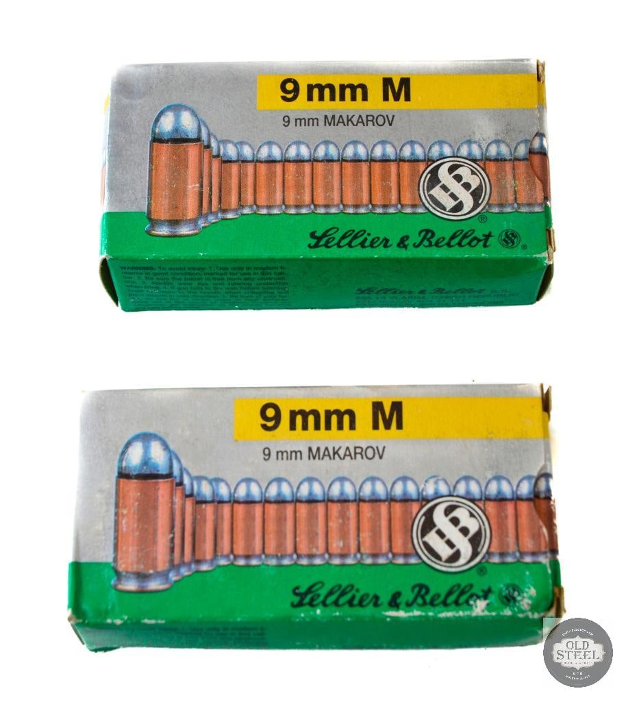 100 Rounds of Sellier & Bellot 9x18mm Makarov - 95 Grain - Full Metal Jacket - 2 Boxes of 50 (1 of 2)