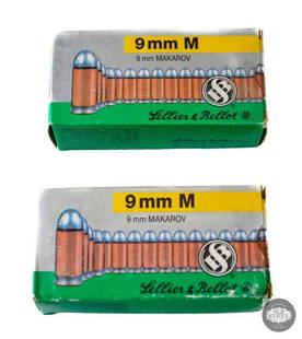 100 Rounds of Sellier & Bellot 9x18mm Makarov - 95 Grain - Full Metal Jacket - 2 Boxes of 50: This lot contains 100 Rounds of Sellier & Bellot 9x18mm Makarov - 95 Grain - Full Metal Jacket - Non Corrosive - 2 Boxes of 50 - Made in Czech Republic. THIS ITEM IS AS PICTURED WITH NO FUR