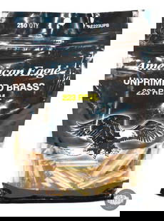 Federal American Eagle Unprimed New Brass Cases - .223 REM: This lot contains 250 qty Federal American Eagle - New - unprimed - brass cases with FC 223 REM headstamp - Bagged - AE223UPB. THIS ITEM IS AS PICTURED WITH NO FURTHER ATTACHMENTS. ALL SALES