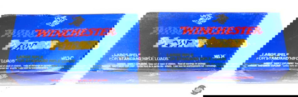 2000 Winchester Large Rifle Primers - WLR - Two 1000 Count Boxes: This lot contains 2000 Winchester Large Rifle Primers - WLR - Two 1000 Count Boxes. 3/17 written on the box in sharpie. THIS ITEM IS AS PICTURED WITH NO FURTHER ATTACHMENTS. ALL SALES ARE