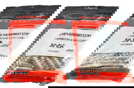 100 Casings - Nickel Plated - Winchester 280 Remington - Unprimed Brass - Two Bags OF 50 - WSC280RU: This lot contains 100 CASINGS - NICKEL PLATED -- WINCHESTER 280 REMINGTON - UNPRIMED BRASS - TWO BAGS OF 50 - WSC280RU THIS ITEM IS AS PICTURED WITH NO FURTHER ATTACHMENTS. ALL SALES ARE
