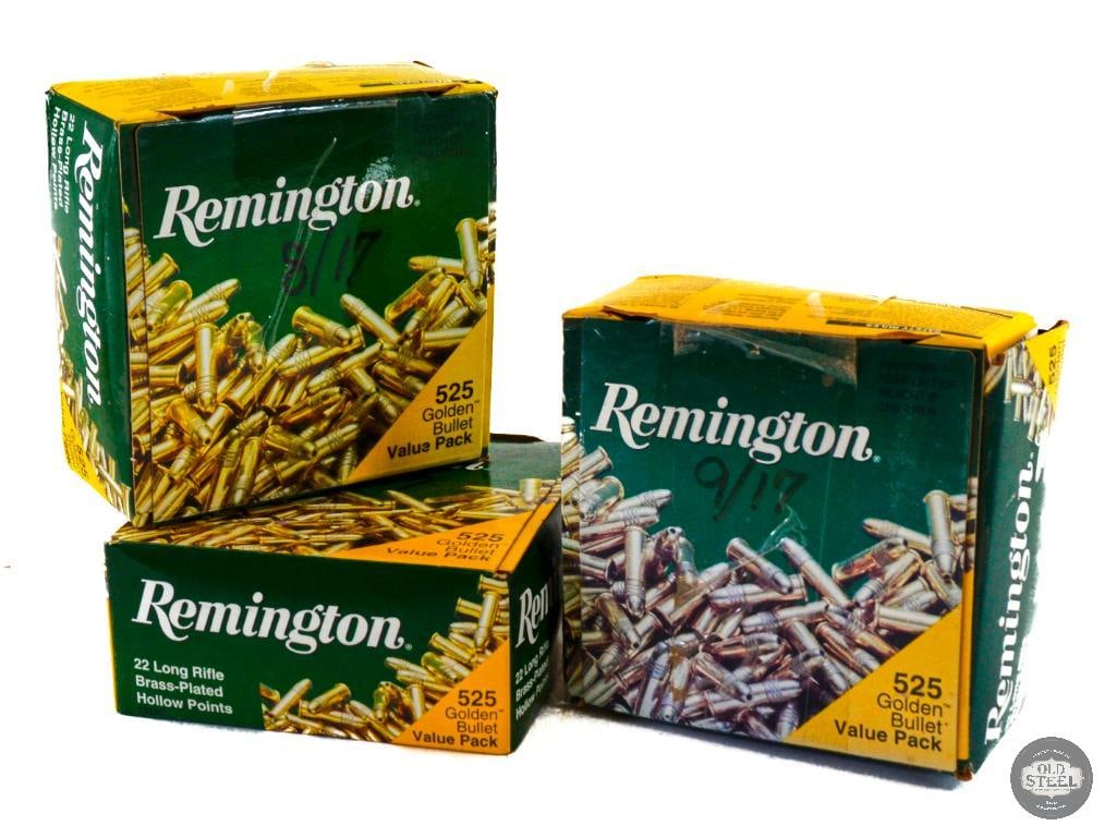 Three 525 Round Boxes - Remington Golden Bullet .22 LR - 36gr HP - 1575 Rounds Total (1 of 1)