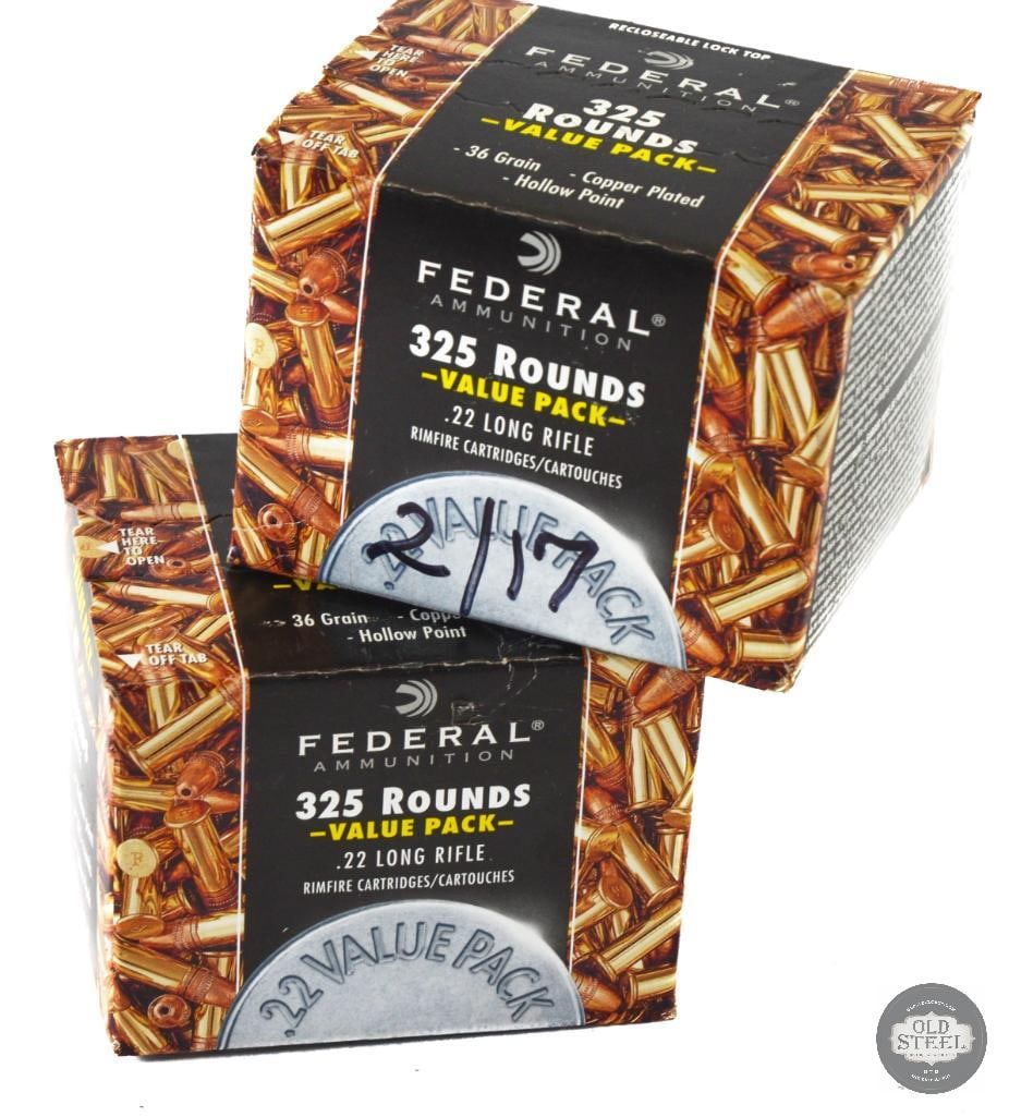 Two Boxes (325 RNDS ea.) - Federal .22 LR 36gr HP - 650 Rounds Total (1 of 1)