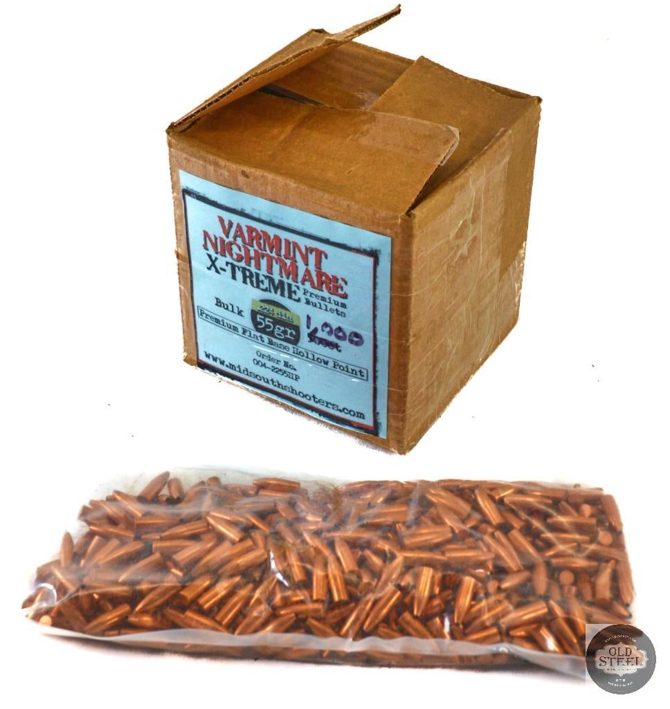 Box of 1000 Varmint Nightmare X-TREME .22 Cal Bullets - 55gr FBHP - Count by Weight - 004-2255HP (1 of 1)