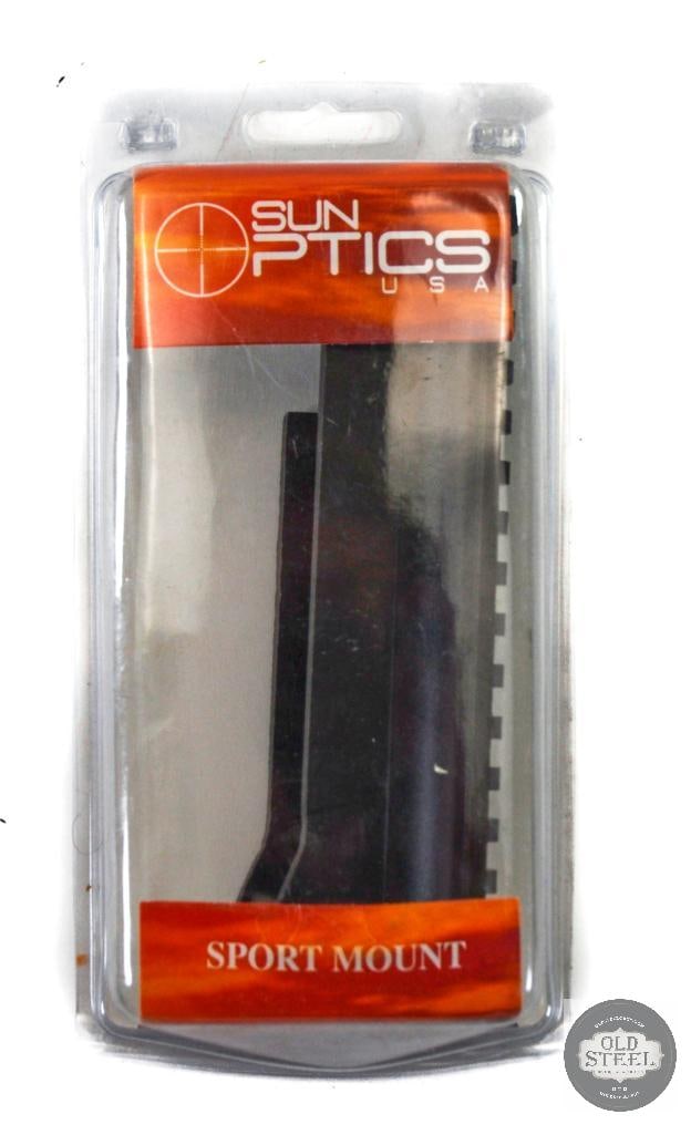Sun Optics SKS Optics Mount - Picatinny Rail: This lot contains a Sun Optics made SKS rail mount, new in the box. THIS ITEM IS AS PICTURED WITH NO FURTHER ATTACHMENTS. ALL SALES ARE FINAL. PLEASE REFER TO THE AUCTION DESCRIPTION, LOT #0 DES