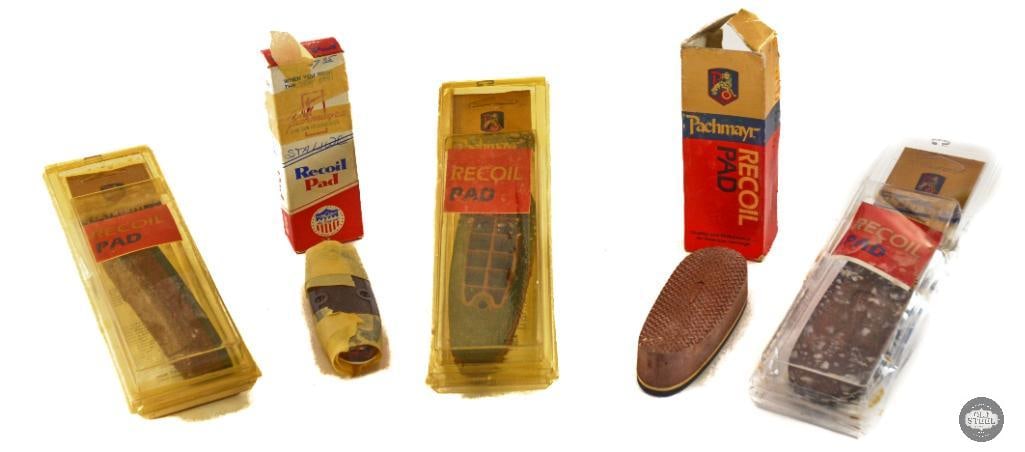 5 Pachmayr Recoil Pads: This lot contains 5 recoil pads made by Pachmayr. THIS ITEM IS AS PICTURED WITH NO FURTHER ATTACHMENTS. ALL SALES ARE FINAL. PLEASE REFER TO THE AUCTION DESCRIPTION, LOT #0 DESCRIPTION AND TERMS