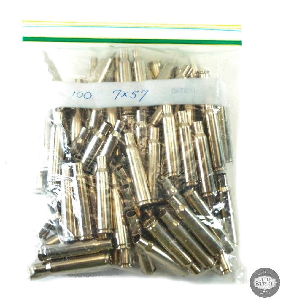 100 Nickel Plated Unprimed Brass 7x57mm Mauser (1 of 1)
