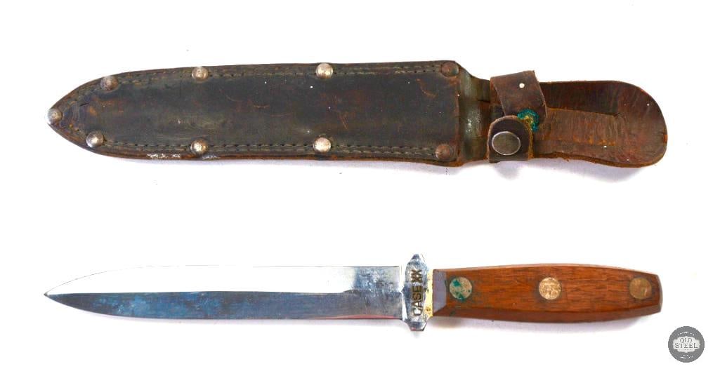 Rare WW2 era Case XX full-tang pig sticker fighting dagger-wood handle-original leather sheath (1 of 1)