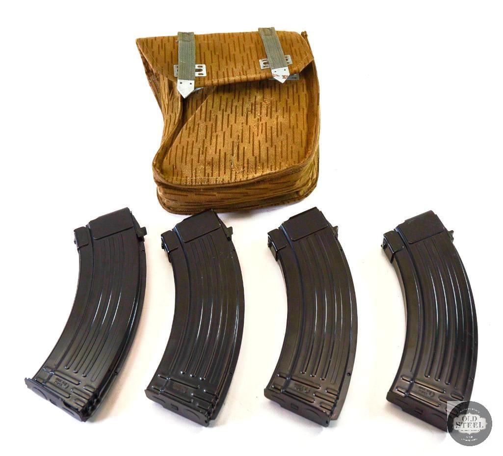East German Raindrop Pattern AK47/74 Magazine Pouch + 4 Magazines (1 of 1)