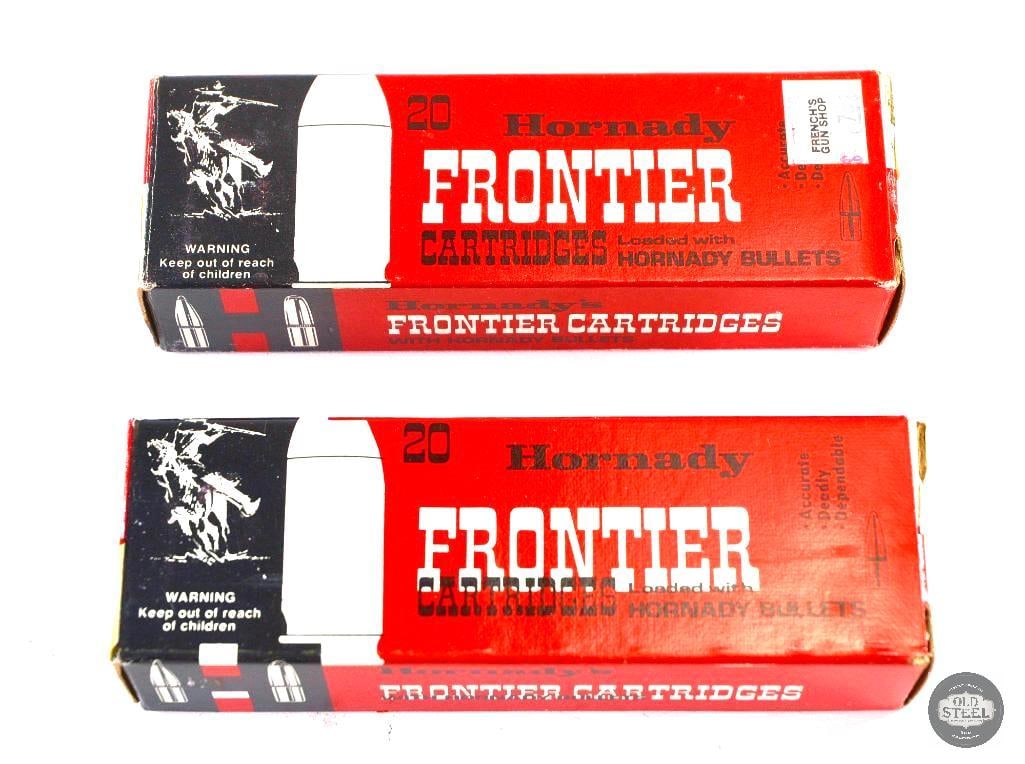40 Rounds Hornady Frontier Cartridges 45 Auto 230gr Jacketed Flat Nose Ammunition: This lot contains 2 boxes of Hornady Frontier Cartridges 45 Auto 230gr FMJ Flat Nose ammunition. THIS ITEM IS AS PICTURED WITH NO FURTHER ATTACH