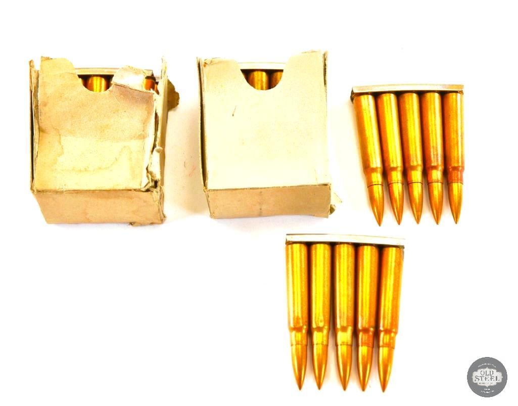 30 Rounds 7.65 Argentine Mauser Ammunition in 5rd Clips: This lot contains six 5rd clips of 7.65 Argentine Mauser ammunition. Headstamp shows IMPA 1946 THIS ITEM IS AS PICTURED WITH NO FURTHER ATTACHMENTS. A