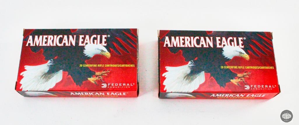2 Boxes American Eagle .30-06 Springfield 150gr FMJ BT - 40 Rounds: 2 boxes of a classic cartridge are up next! We have 40 rounds of American Eagle .30-06 SPRG ammunition with 170gr FMJ BT bullets. Throw a bid in today! 