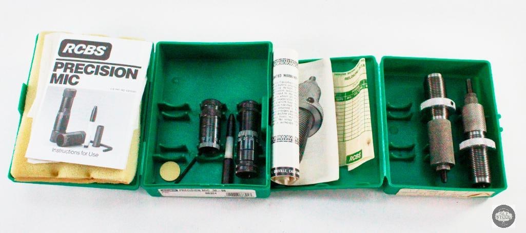 RCBS .30-06 Springfield Dies: Coming up next are RCBS reloading dies for the .30-06 Springfield cartridge. In one case there is a seater die and a full length sizer die. In the other case is a Precision Micrometer die. Put your bi