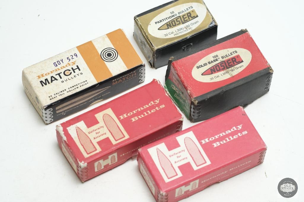 5 Boxes 30 Caliber Bullets - Hornady - Nosler (1 of 1)