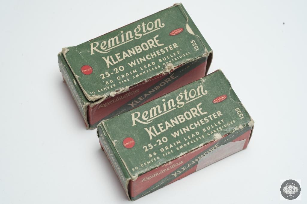 100 Rounds Vintage Remington UMC 25-20 Winchester Center Fire Ammunition - 86gr Lead Bullet: This lot has 2 vintage boxes of Remington 25-20 Winchester 86gr lead bullet cartridges, Each box is 50rds full for a total of 100 rounds. Not to be confused with 25-20 Single Shot cartridges. &n