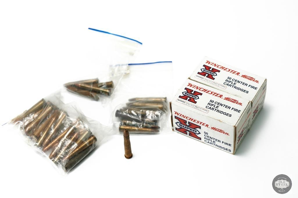 120 Rounds .22 Hornet Ammunition: 120 Rounds of 22 Hornet ammunition -2 Boxes Winchester Western 45gr Soft Point - 100rds -Remaining rounds are loose and handmarked to be of Remington make. 