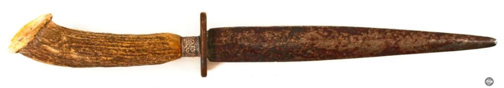 Antique Antler Grip Dagger - 9 Inch Blade (1 of 2)