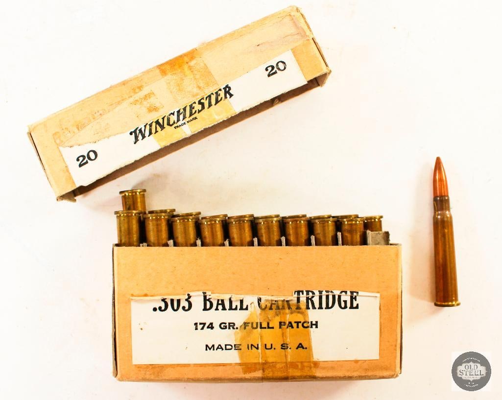 20 Rounds Vintage Winchester .303 British 174gr Full Patch Ball Ammunition: Box of Winchester 303 Ball Cartridge 174gr Full Patch ammunition. THIS ITEM IS AS PICTURED WITH NO FURTHER ATTACHMENTS. ALL SALES ARE FINAL. PLE